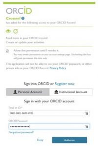 Startseite Login in den ORCID Record