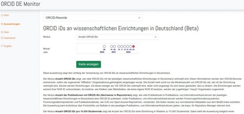 Betaversion des ORCID DE Monitors